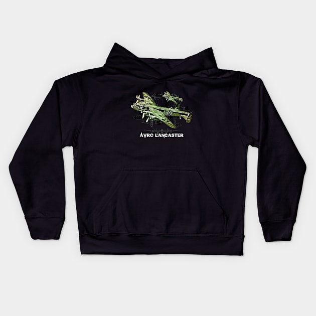 Avro Lancaster warplane Kids Hoodie by aeroloversclothing